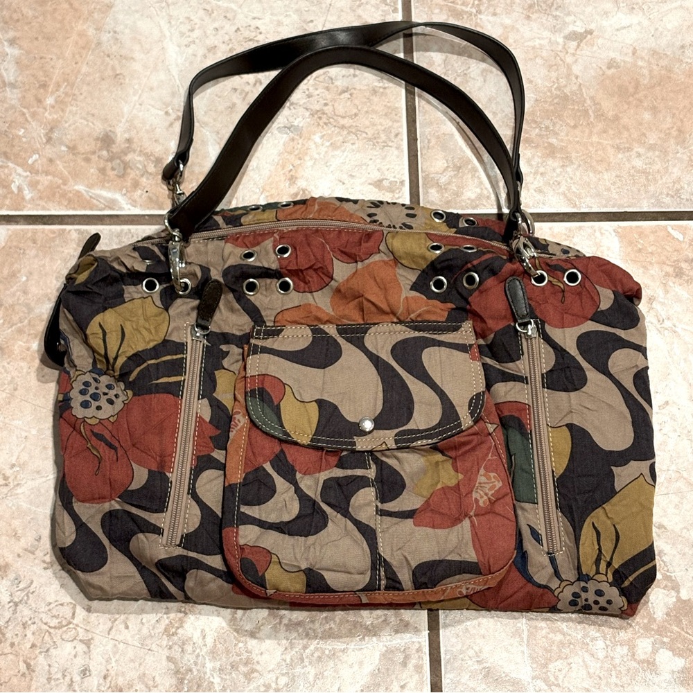 y2k boho slouchy patchwork 70s autumn colours hobo bag trippy retro